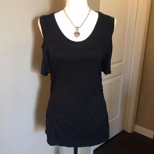 NWOT Jennifer Lopez Cold Shoulder Black Blouse